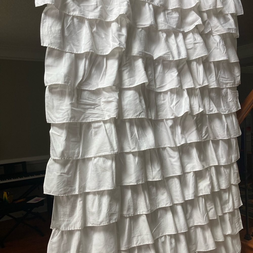 Pottery Barn Kids White Ruffle Blackout  Curtains, 2 panels
